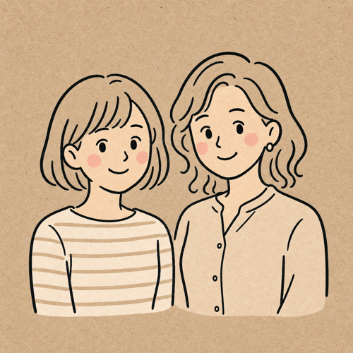 27歳の妹と31歳の姉、姉妹ふたりのイラスト